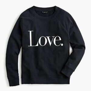 J. Crew Black University Terry “love” Sweatshirt Size Medium 51704
